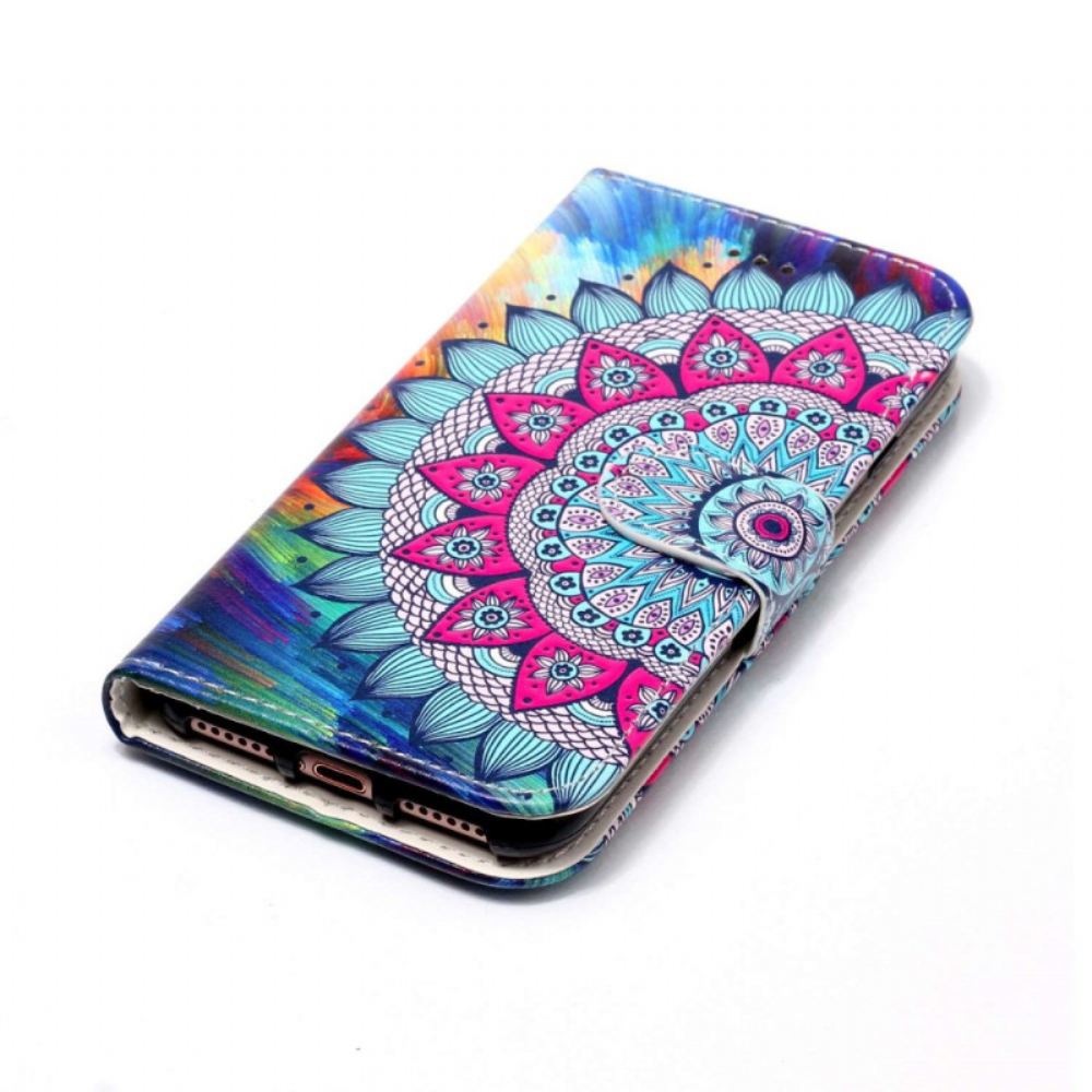 Kožený Kryt Na Samsung Galaxy S24 Plus 5g Mandala Květina S Popruhem