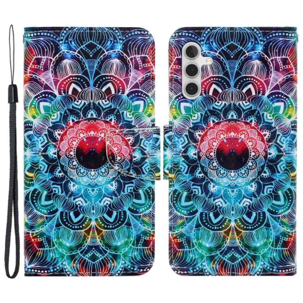 Kožený Kryt Na Samsung Galaxy S24 Plus 5g Mandala S Popruhem