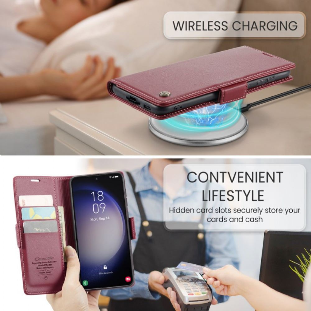 Kožený Kryt Na Samsung Galaxy S24 Plus 5g S Caseme Rfid Blokováním
