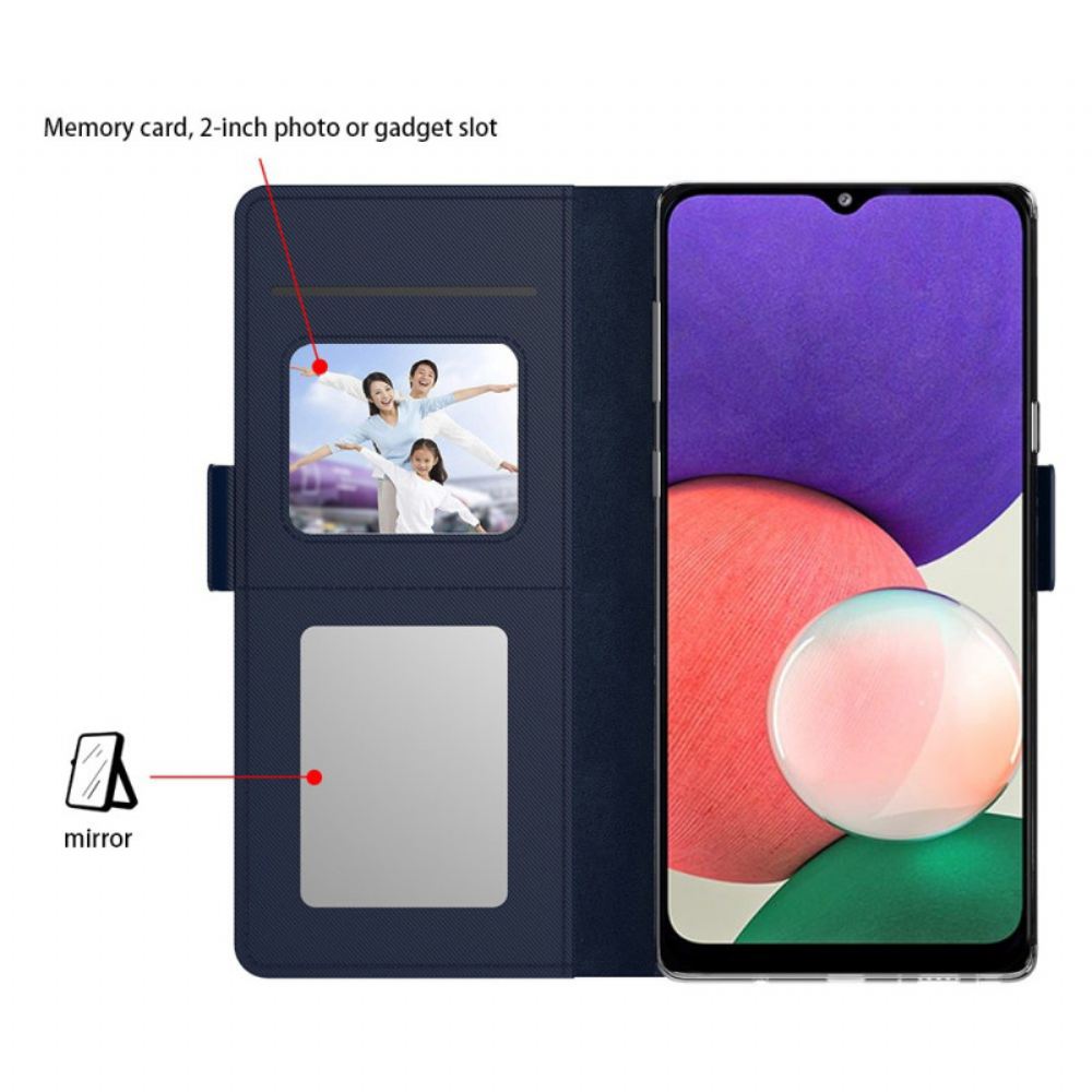 Kožený Kryt Na Samsung Galaxy S24 Plus 5g S Odnímatelným Držákem Karty A Zrcadlem