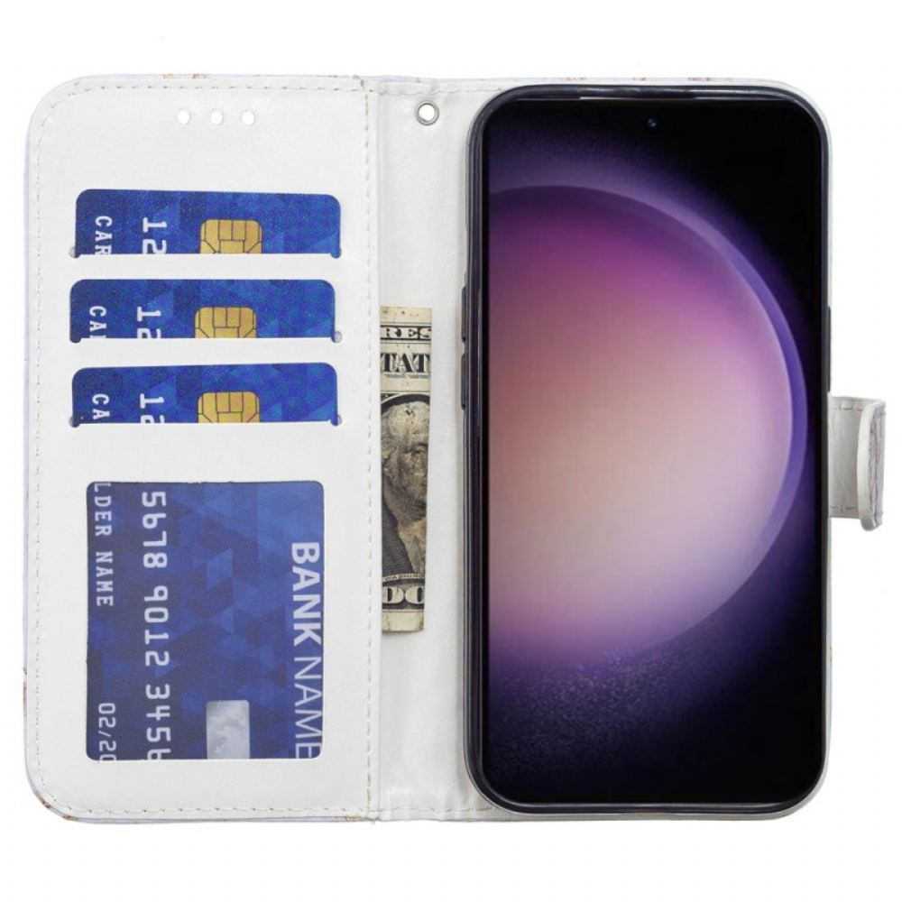 Kožený Kryt Na Samsung Galaxy S24 Plus 5g Umělecký Lapač Snů S Popruhem