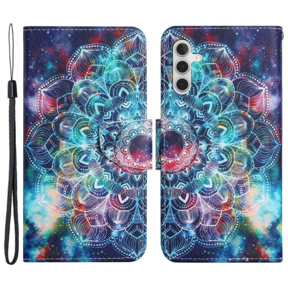 Kožený Kryt Samsung Galaxy S24 Plus 5g Barevná Mandala S Popruhem