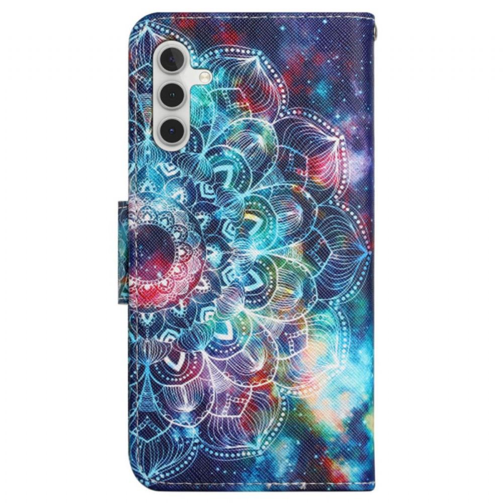 Kožený Kryt Samsung Galaxy S24 Plus 5g Barevná Mandala S Popruhem