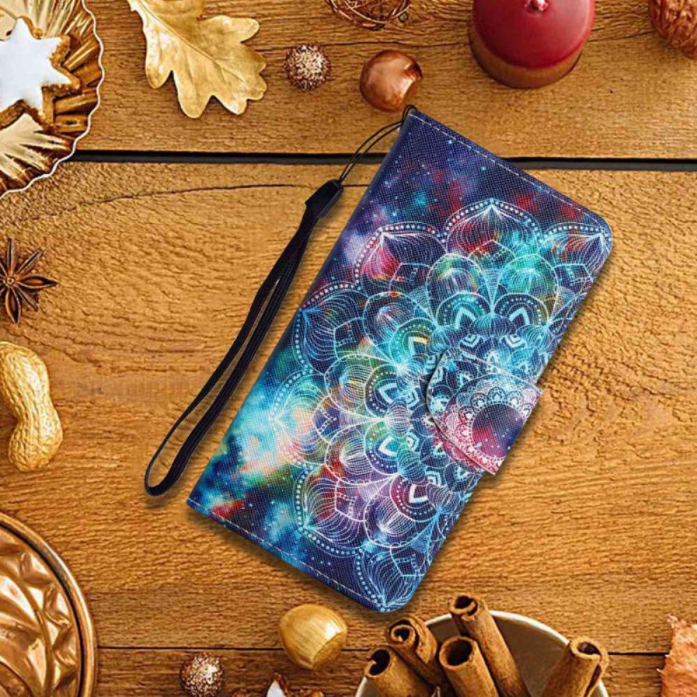 Kožený Kryt Samsung Galaxy S24 Plus 5g Barevná Mandala S Popruhem