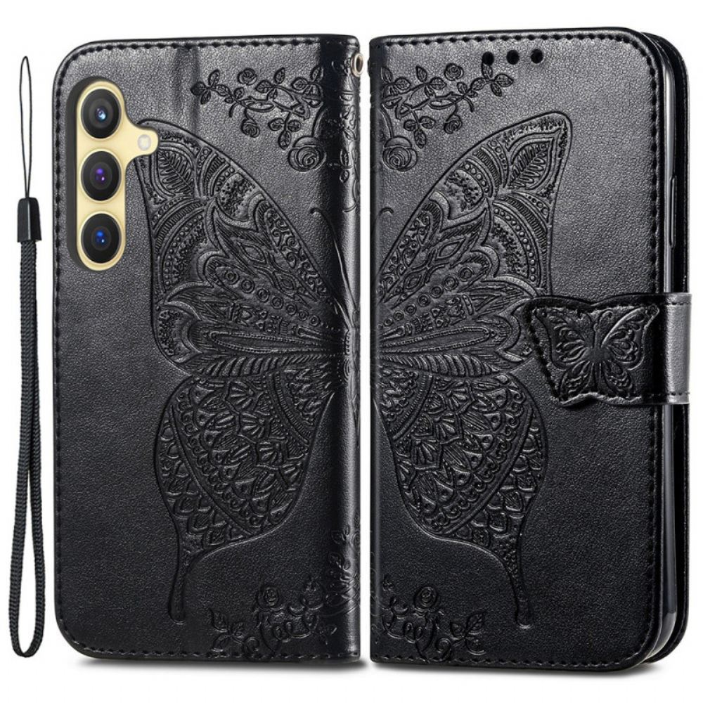 Kožený Kryt Samsung Galaxy S24 Plus 5g Barokní Motýl