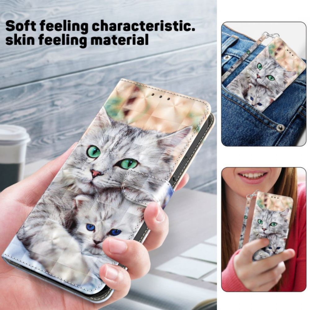 Kožený Kryt Samsung Galaxy S24 Plus 5g Dvě Bílé Kočky S Popruhy