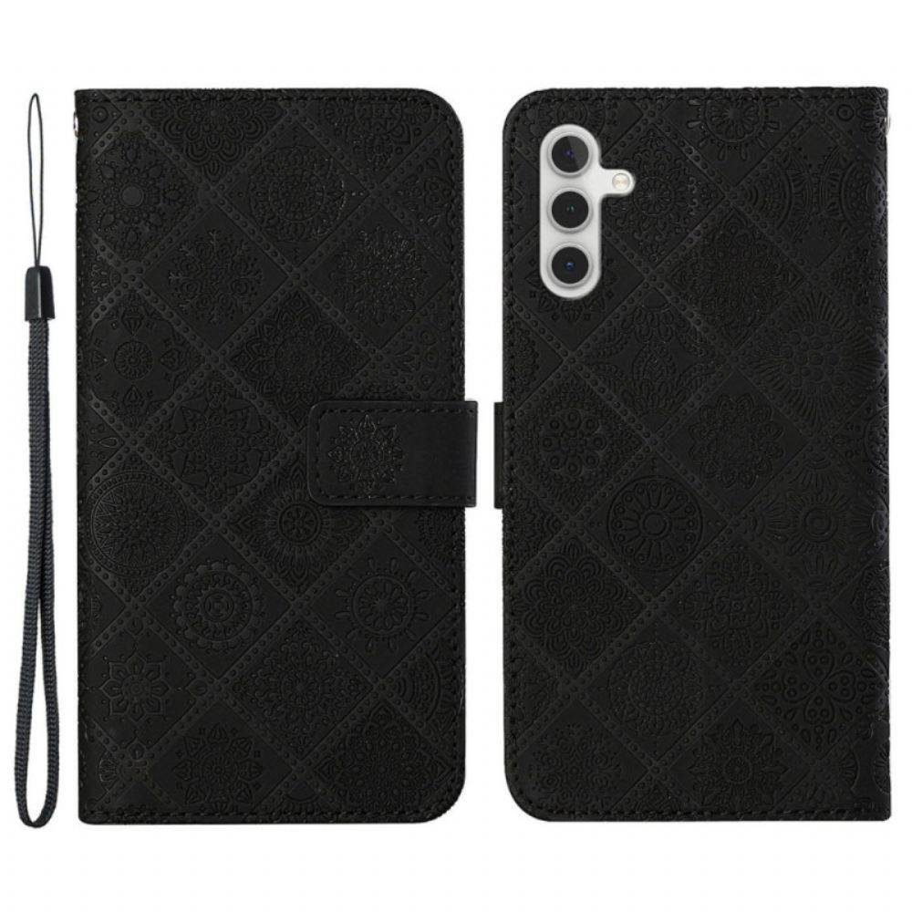 Kožený Kryt Samsung Galaxy S24 Plus 5g Etnické Květiny