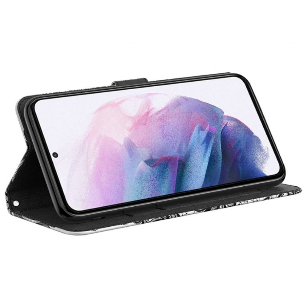 Kožený Kryt Samsung Galaxy S24 Plus 5g Krajkový Květ S Řemínkem