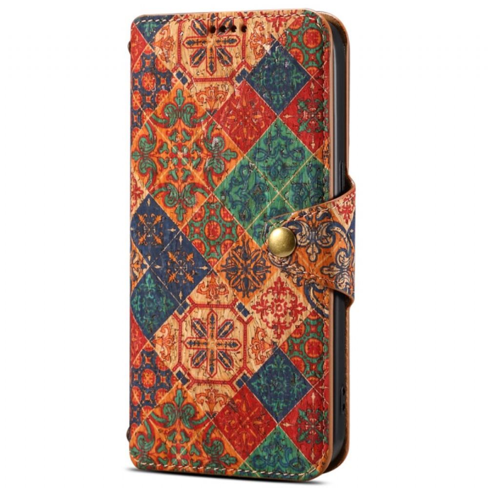 Kožený Kryt Samsung Galaxy S24 Plus 5g Květinový Potisk