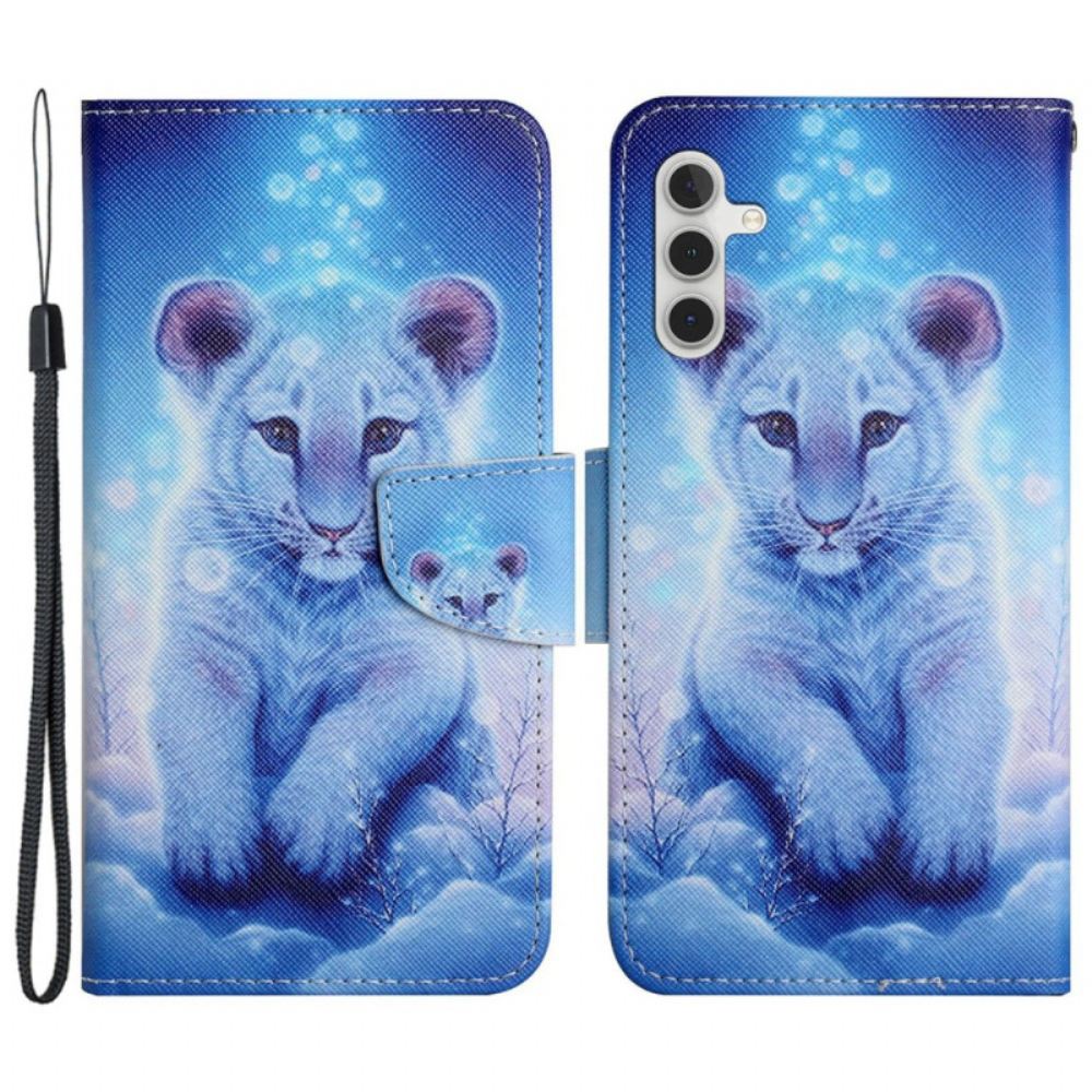 Kožený Kryt Samsung Galaxy S24 Plus 5g Leopardí Vzor S Páskem