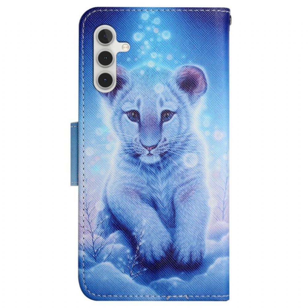 Kožený Kryt Samsung Galaxy S24 Plus 5g Leopardí Vzor S Páskem
