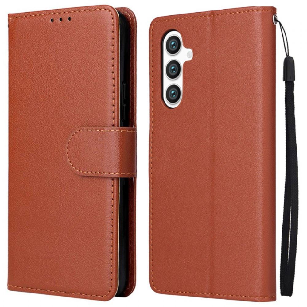 Kožený Kryt Samsung Galaxy S24 Plus 5g Magnetická Spona A Popruh
