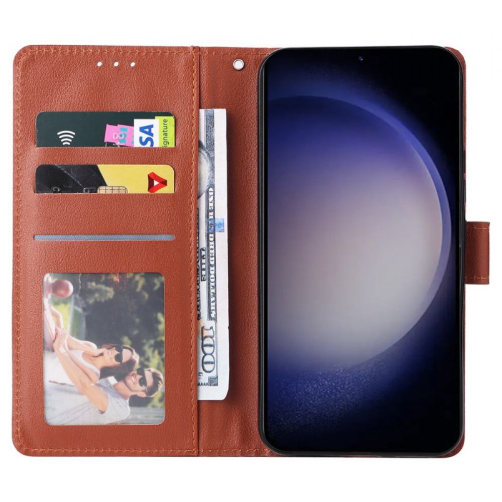 Kožený Kryt Samsung Galaxy S24 Plus 5g Magnetická Spona A Popruh