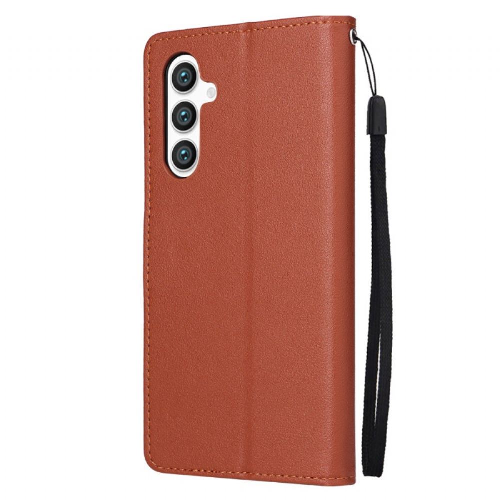 Kožený Kryt Samsung Galaxy S24 Plus 5g Magnetická Spona A Popruh
