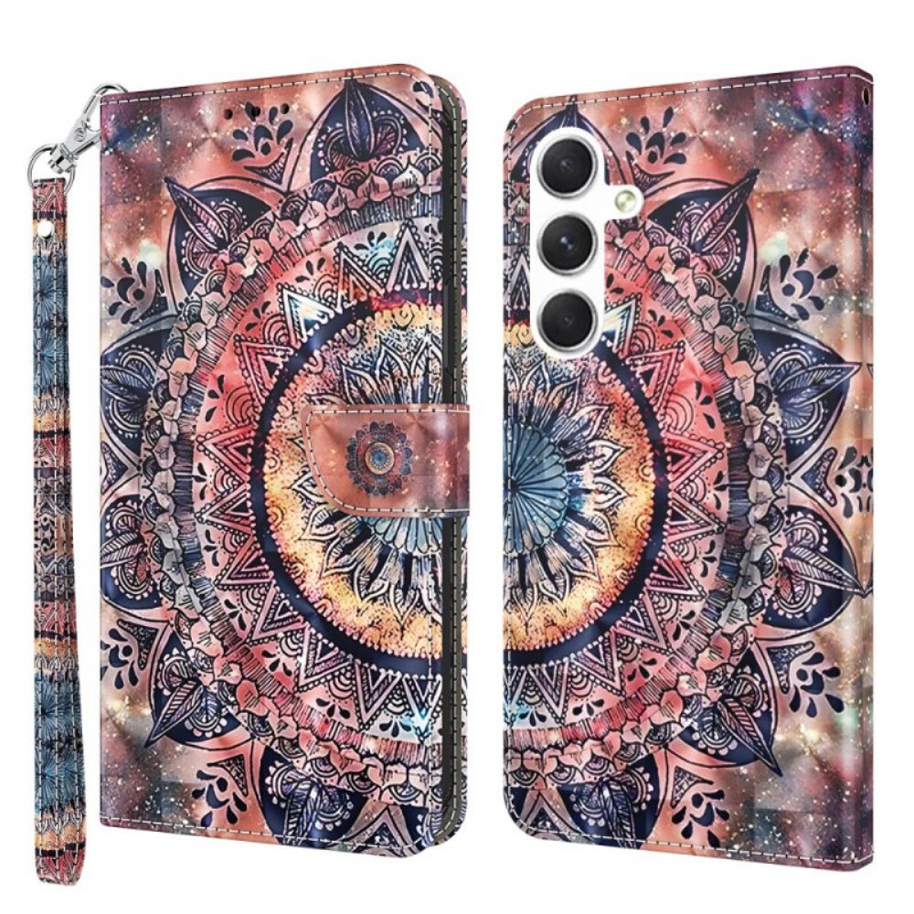 Kožený Kryt Samsung Galaxy S24 Plus 5g Mandala Červené Tóny S Páskem