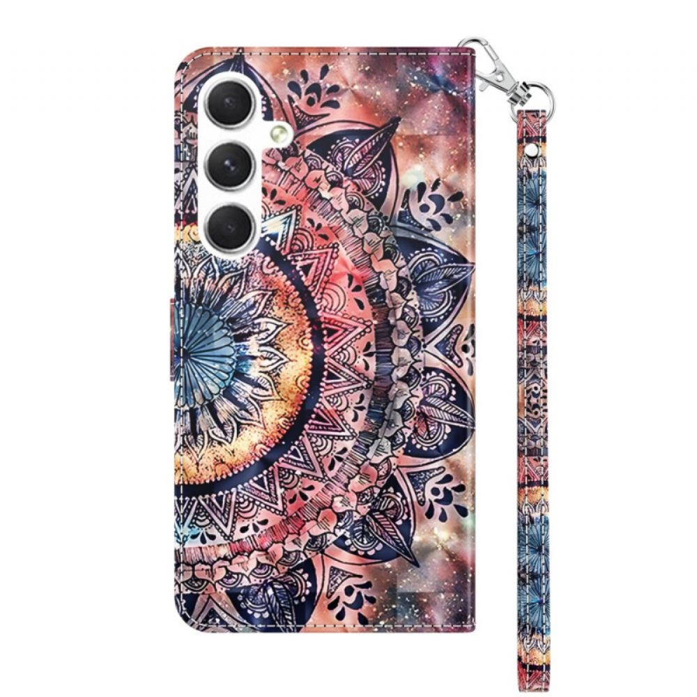Kožený Kryt Samsung Galaxy S24 Plus 5g Mandala Červené Tóny S Páskem