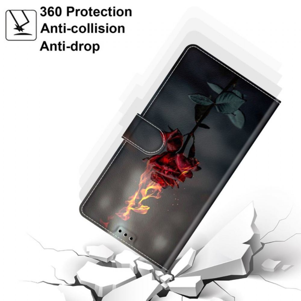 Kožený Kryt Samsung Galaxy S24 Plus 5g Ohnivě Růžová S Popruhem
