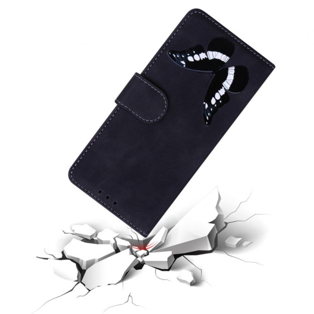 Kožený Kryt Samsung Galaxy S24 Plus 5g Potisk Motýlů