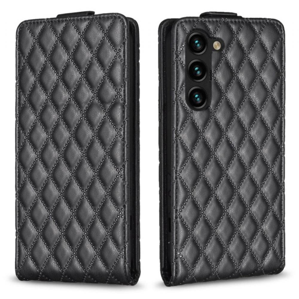 Kožený Kryt Samsung Galaxy S24 Plus 5g Prošívané S Vertikální Chlopní