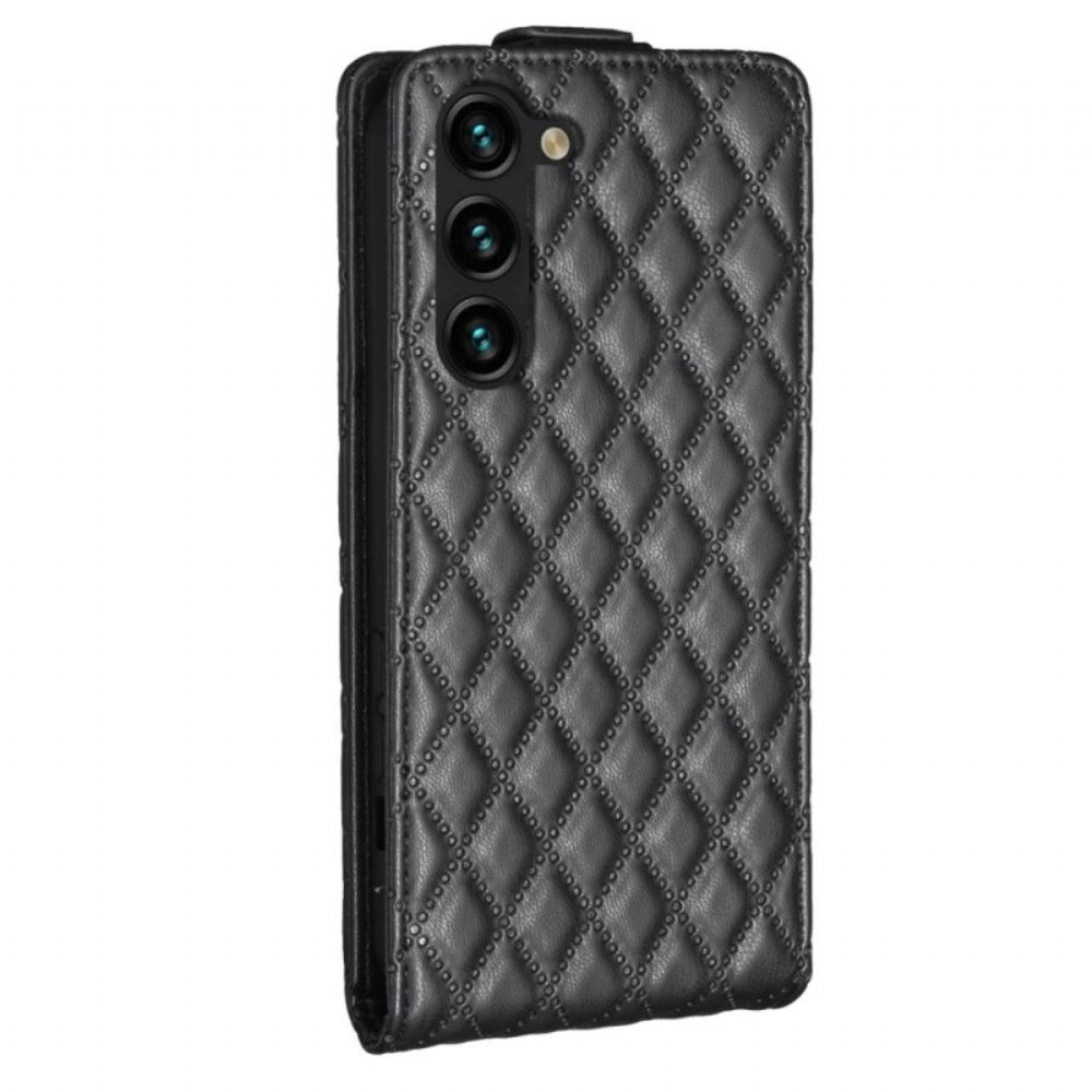 Kožený Kryt Samsung Galaxy S24 Plus 5g Prošívané S Vertikální Chlopní