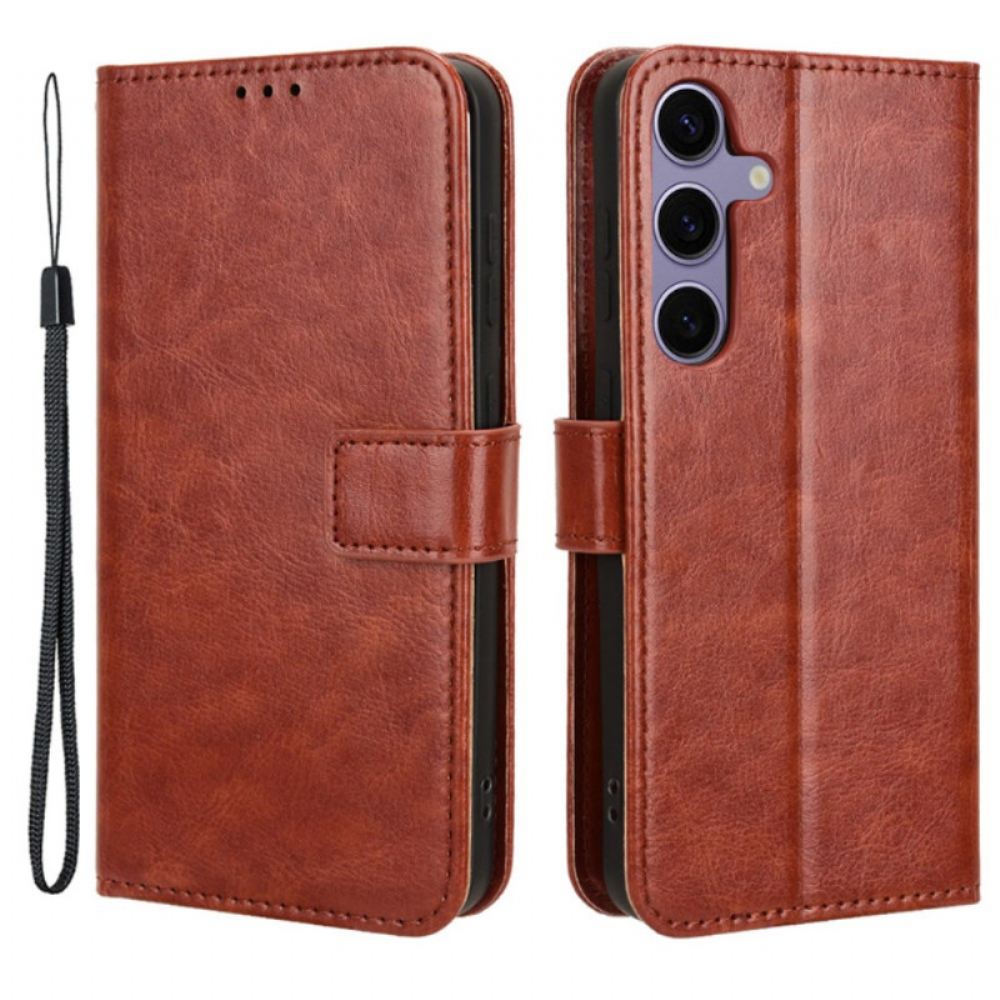 Kožený Kryt Samsung Galaxy S24 Plus 5g Retro Umělá Kůže S Páskem