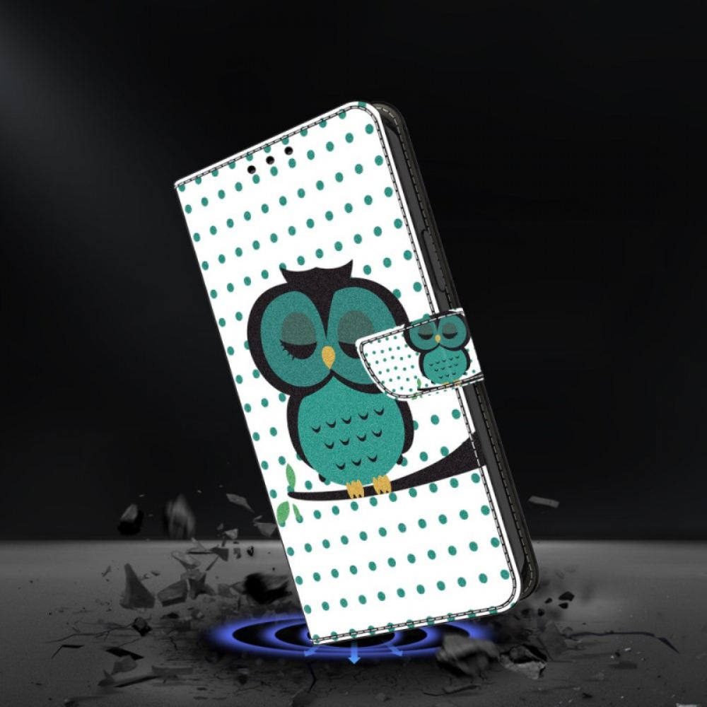 Kožený Kryt Samsung Galaxy S24 Plus 5g Spící Sova