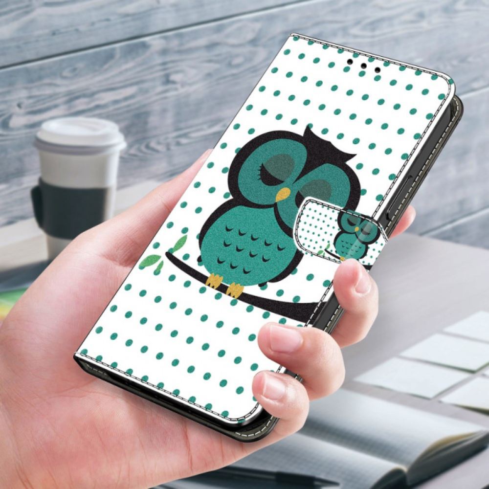 Kožený Kryt Samsung Galaxy S24 Plus 5g Spící Sova