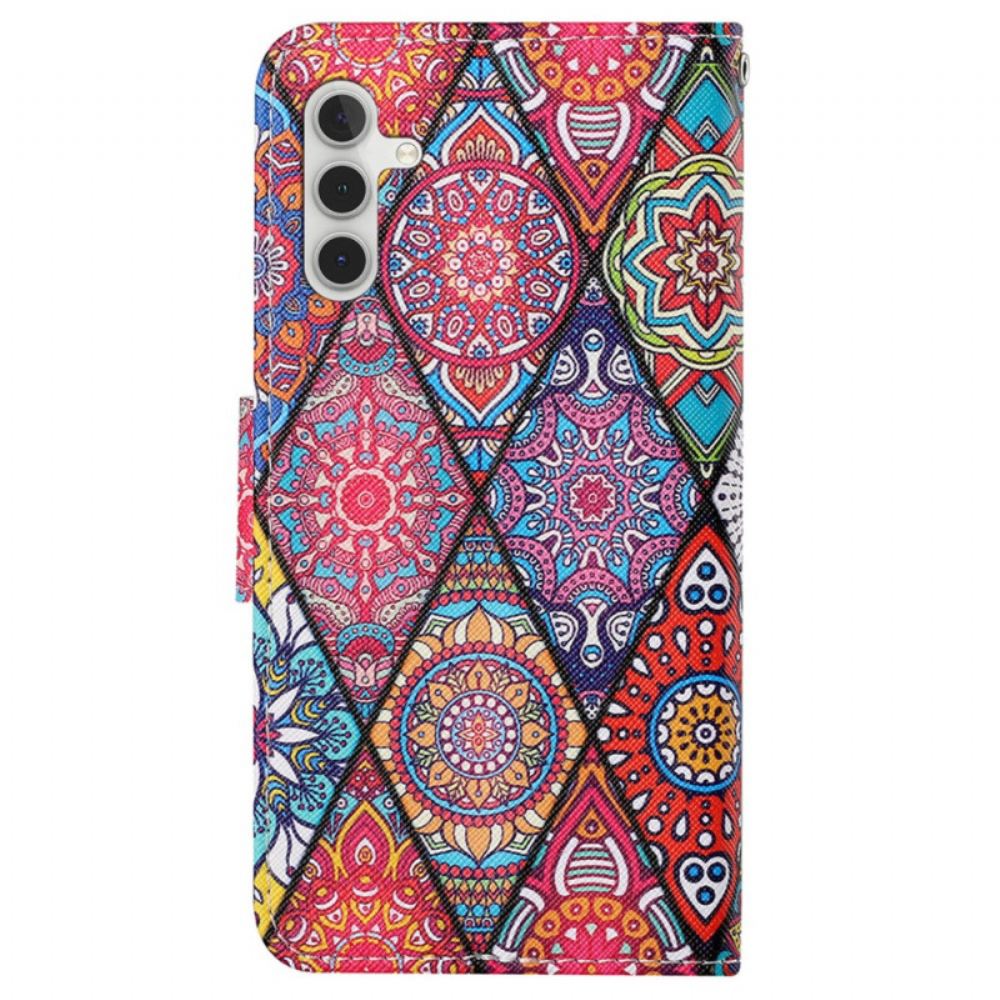 Kožený Kryt Samsung Galaxy S24 Plus 5g Totemové Diamanty S Řemínkem