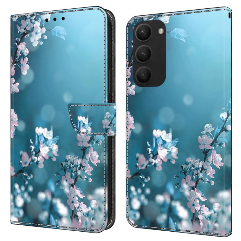 Kožený Kryt Samsung Galaxy S24 Plus 5g Vzor Švestkového Květu