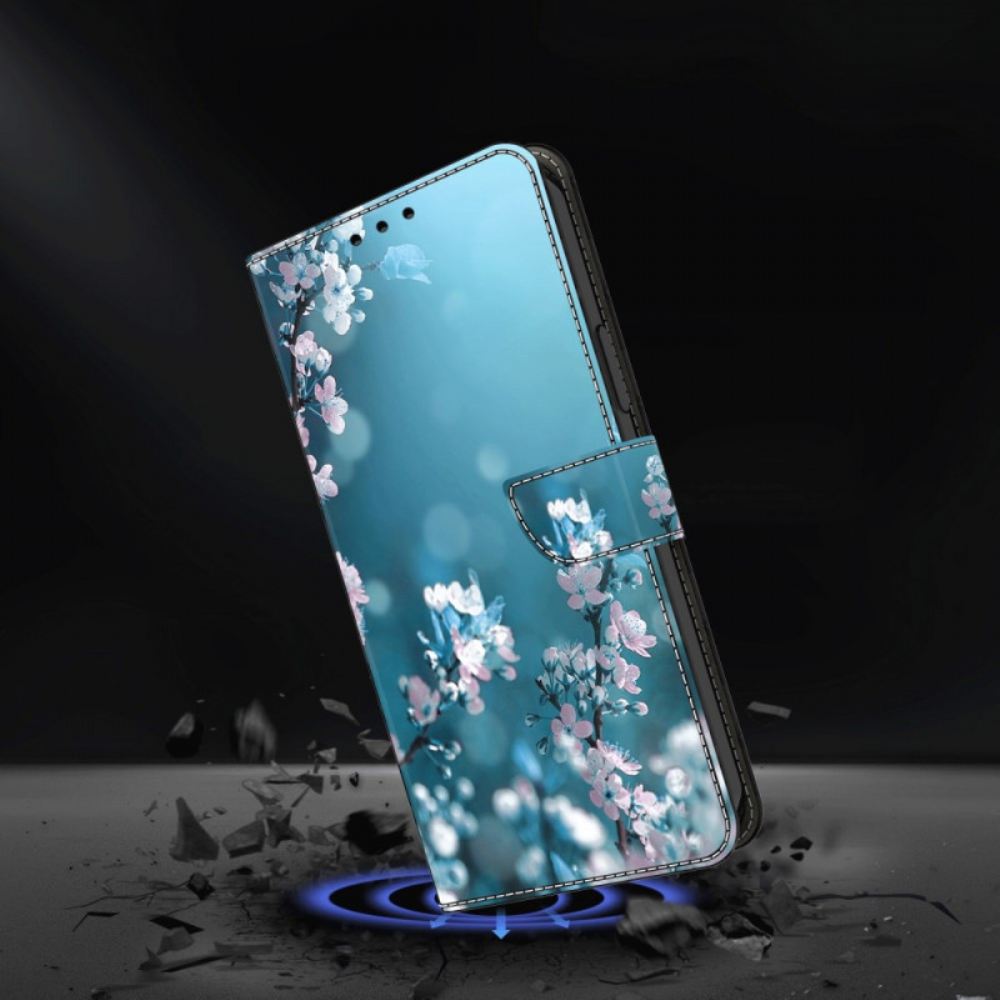 Kožený Kryt Samsung Galaxy S24 Plus 5g Vzor Švestkového Květu