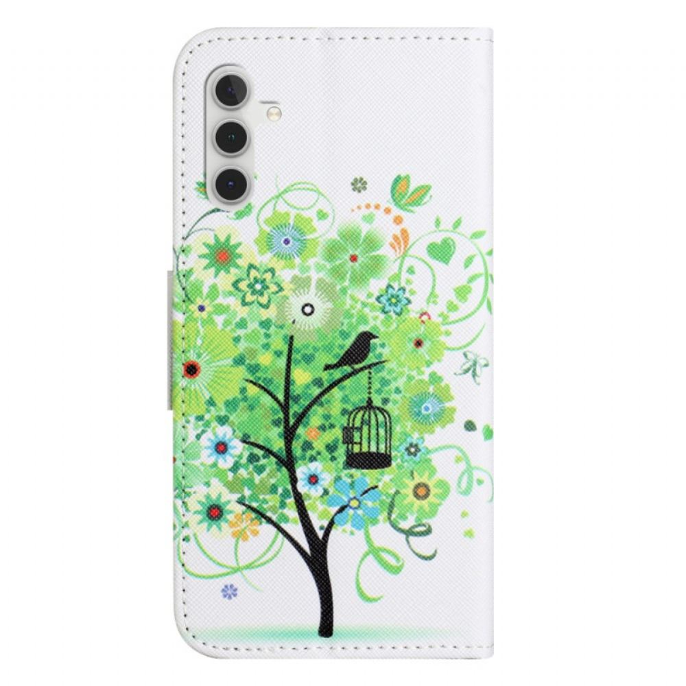 Kožený Kryt Samsung Galaxy S24 Plus 5g Zelený Strom