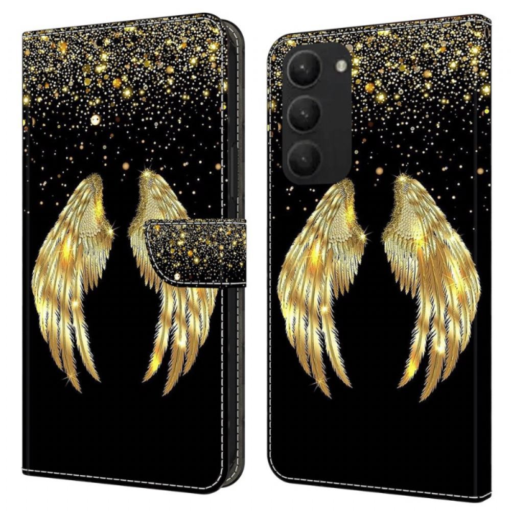 Kožený Kryt Samsung Galaxy S24 Plus 5g Zlatá Křídla