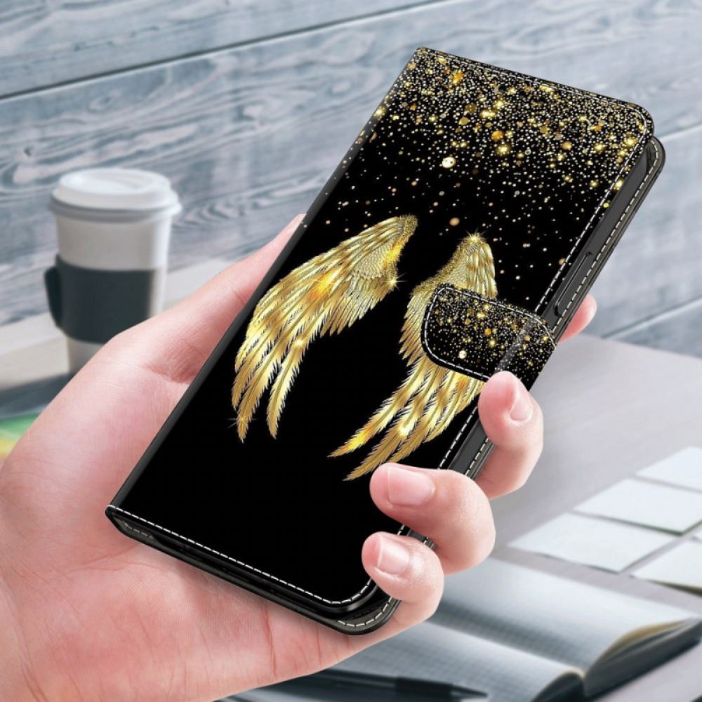 Kožený Kryt Samsung Galaxy S24 Plus 5g Zlatá Křídla