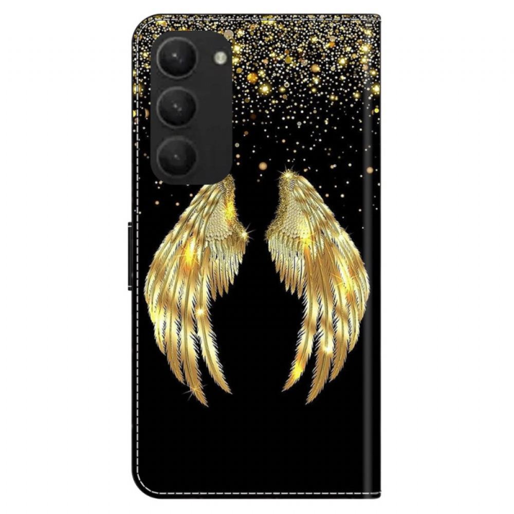 Kožený Kryt Samsung Galaxy S24 Plus 5g Zlatá Křídla