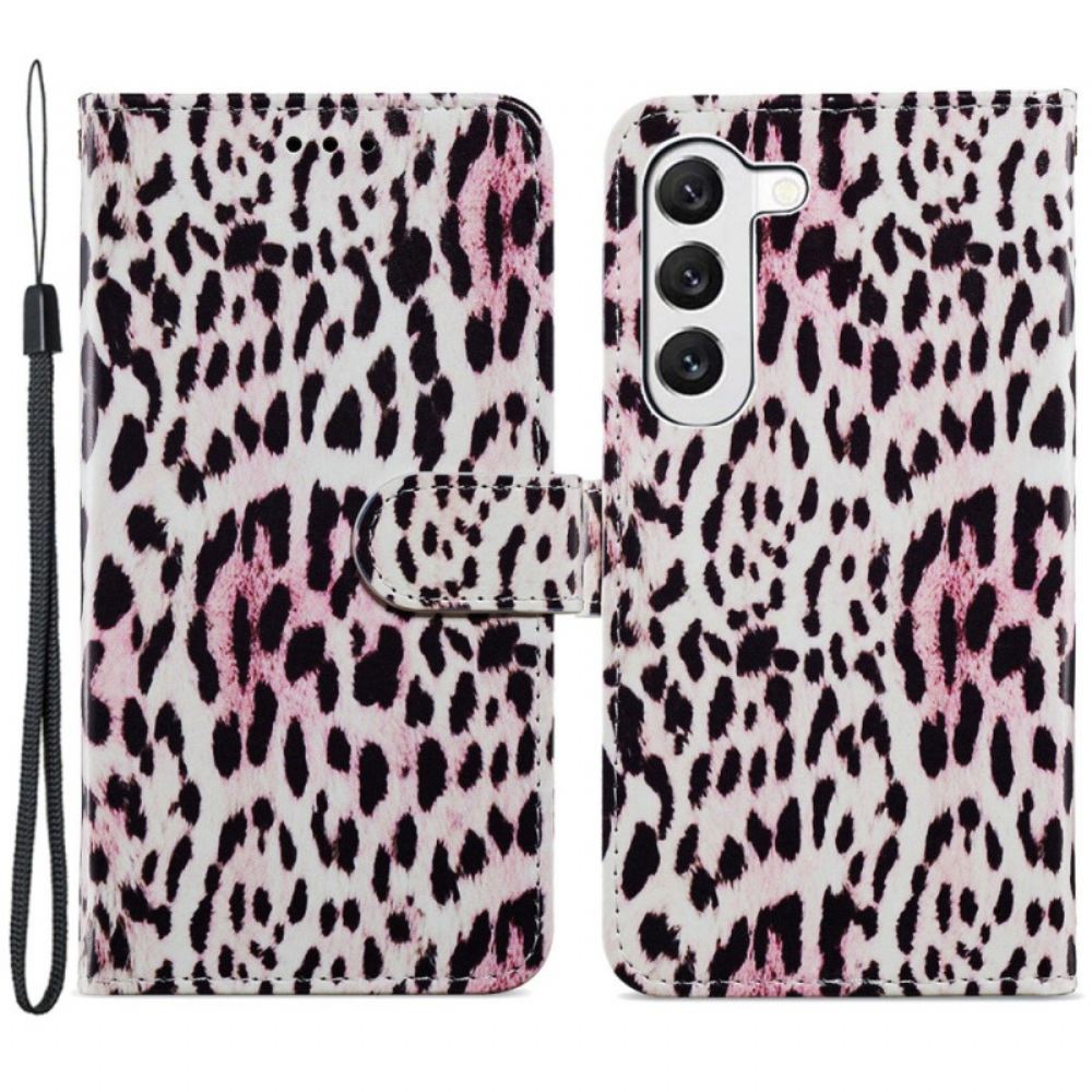 Kožený Kryt Samsung Galaxy S24 Plus 5g Řemínek S Efektem Leoparda