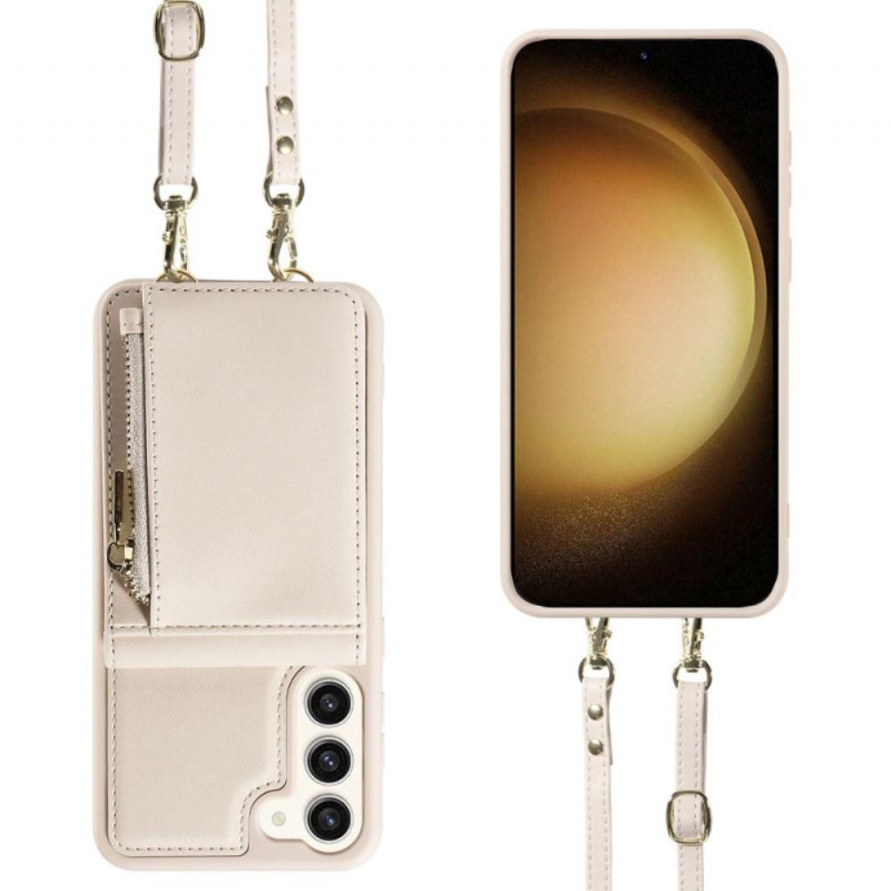 Kryt Samsung Galaxy S24 Plus 5g Držák Karty S Rfid Blokovací Šňůrkou A Ramenním Popruhem