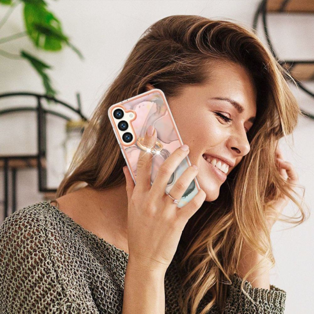 Kryt Samsung Galaxy S24 Plus 5g Opěrný Kroužek Ve Stylu Mramoru