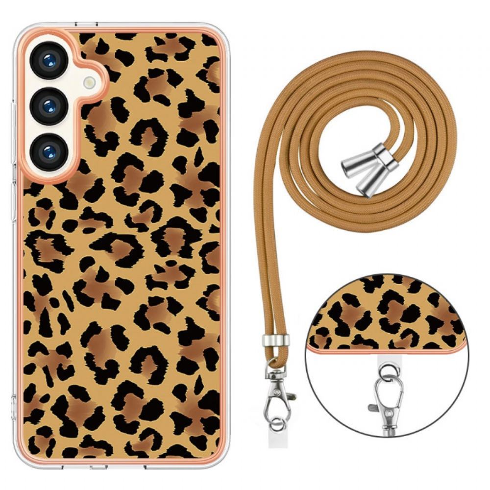 Kryt Samsung Galaxy S24 Plus 5g Stahovací Šňůrka Leopardí Potisk