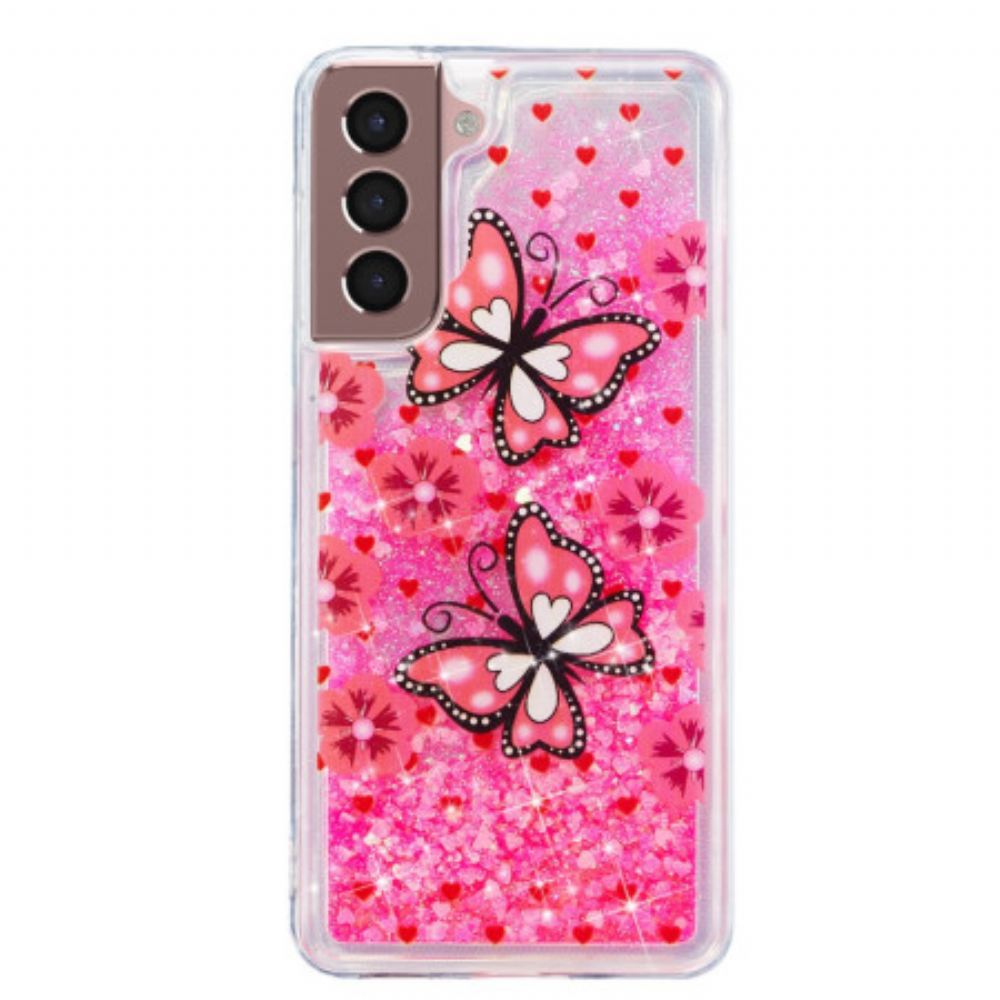 Kryt Samsung Galaxy S24 Plus 5g Tekuté Třpytky Red Butterflies