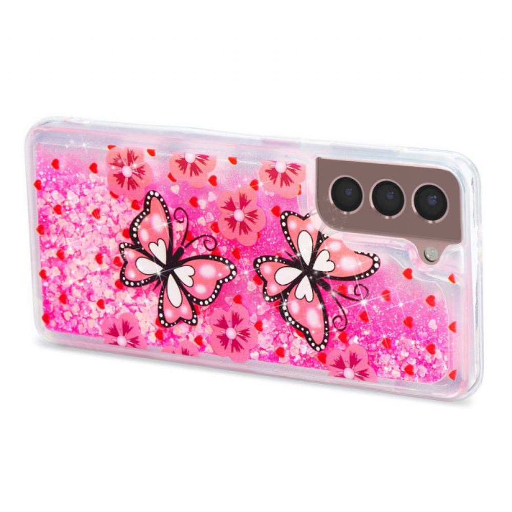 Kryt Samsung Galaxy S24 Plus 5g Tekuté Třpytky Red Butterflies