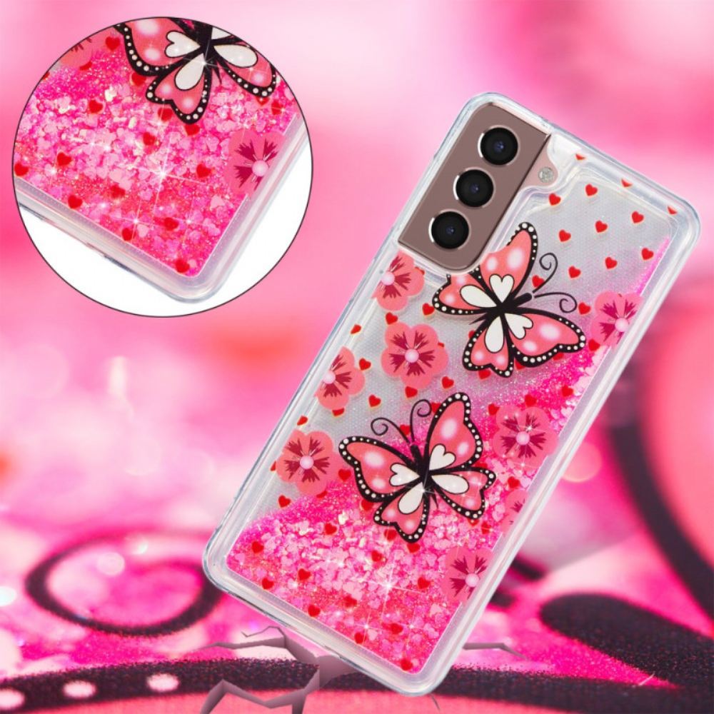 Kryt Samsung Galaxy S24 Plus 5g Tekuté Třpytky Red Butterflies