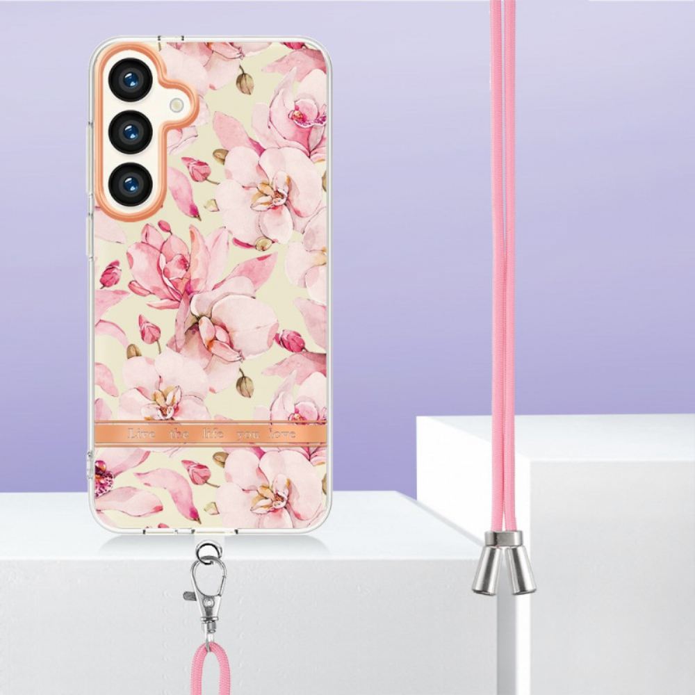 Kryt Samsung Galaxy S24 Plus 5g Šňůra S Květinovým Vzorem