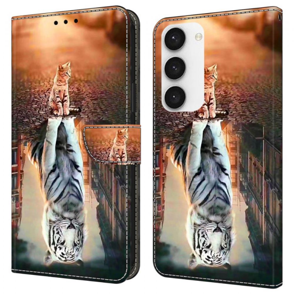 Peněženková Pouzdra Samsung Galaxy S24 Plus 5g Kryty Na Mobil 3d Vzor Kočky A Tygra