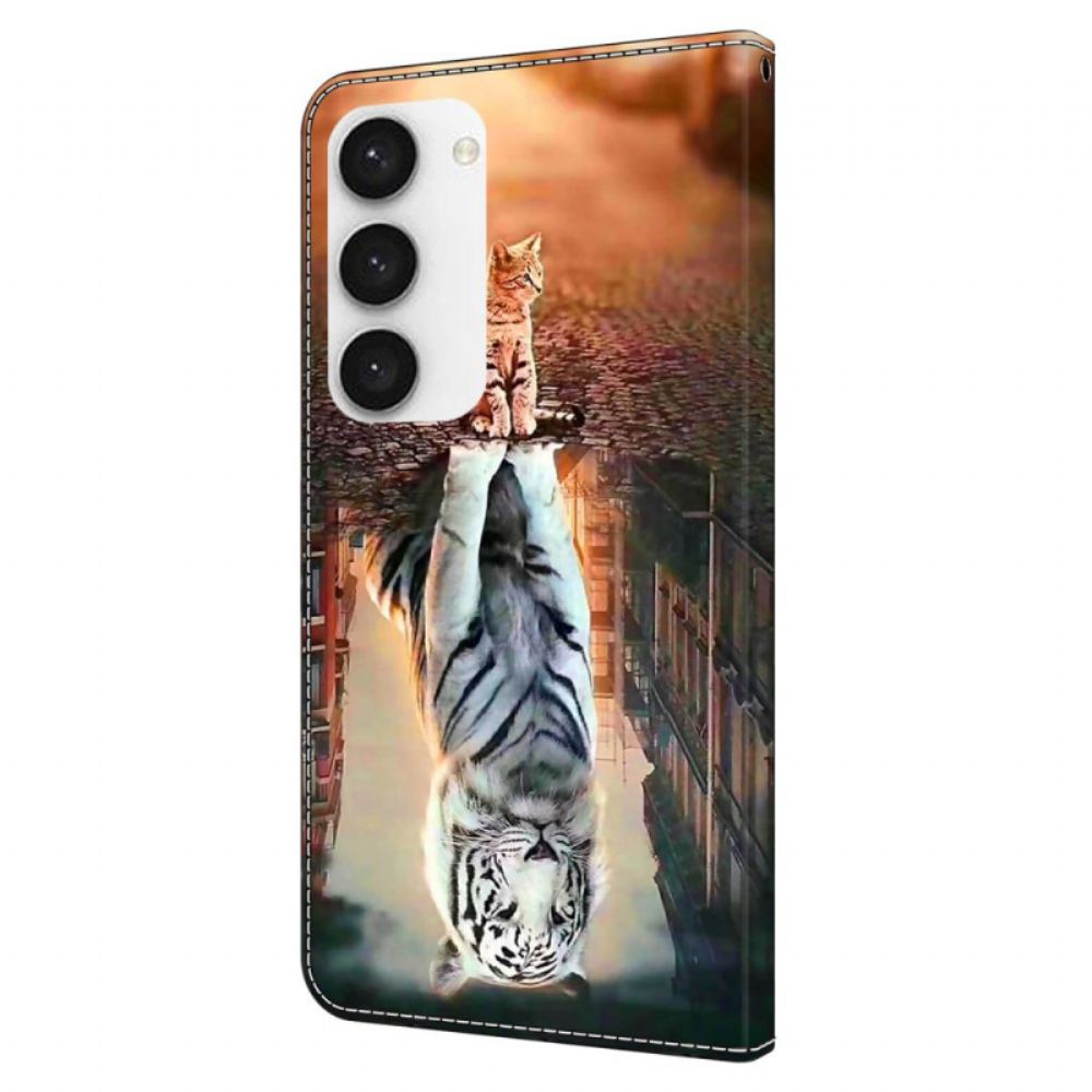 Peněženková Pouzdra Samsung Galaxy S24 Plus 5g Kryty Na Mobil 3d Vzor Kočky A Tygra