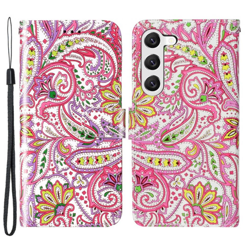 Peněženková Pouzdra Samsung Galaxy S24 Plus 5g Kryty Na Mobil Květinový Design Popruhu