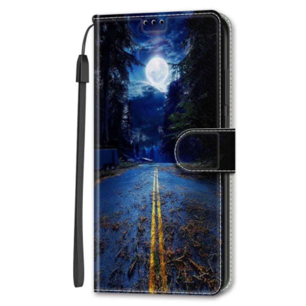 Peněženková Pouzdra Samsung Galaxy S24 Plus 5g Kryty Na Mobil Noční Cesta A Měsíční Popruh