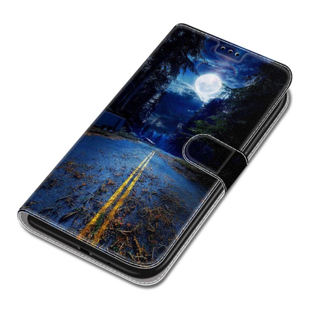 Peněženková Pouzdra Samsung Galaxy S24 Plus 5g Kryty Na Mobil Noční Cesta A Měsíční Popruh