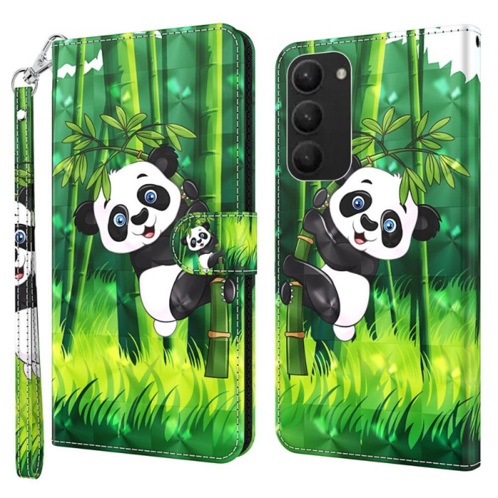 Peněženková Pouzdra Samsung Galaxy S24 Plus 5g Kryty Na Mobil Panda Lezec S Popruhem
