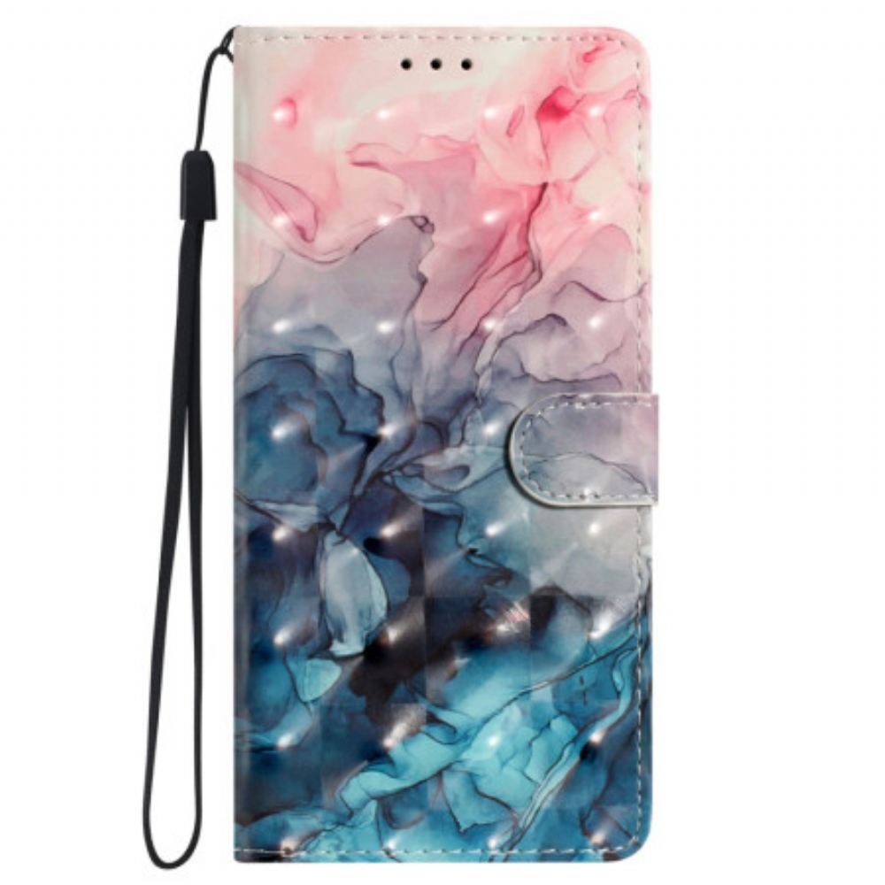 Peněženková Pouzdra Samsung Galaxy S24 Plus 5g Kryty Na Mobil Růžový Modrý Mramor S Popruhem
