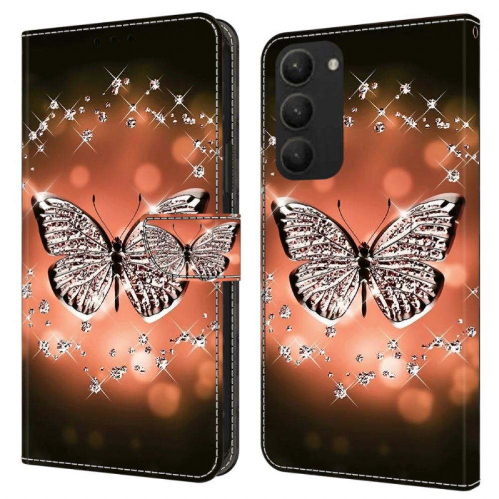 Peněženková Pouzdra Samsung Galaxy S24 Plus 5g Křišťálový Motýl